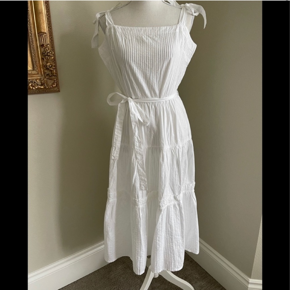 NWT Topshop White Tiered Tie Strap Midi Dress Sz 12